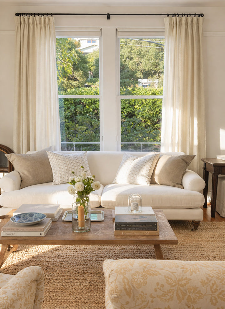 Linen Curtains with Soft Grey & Celadon Tones