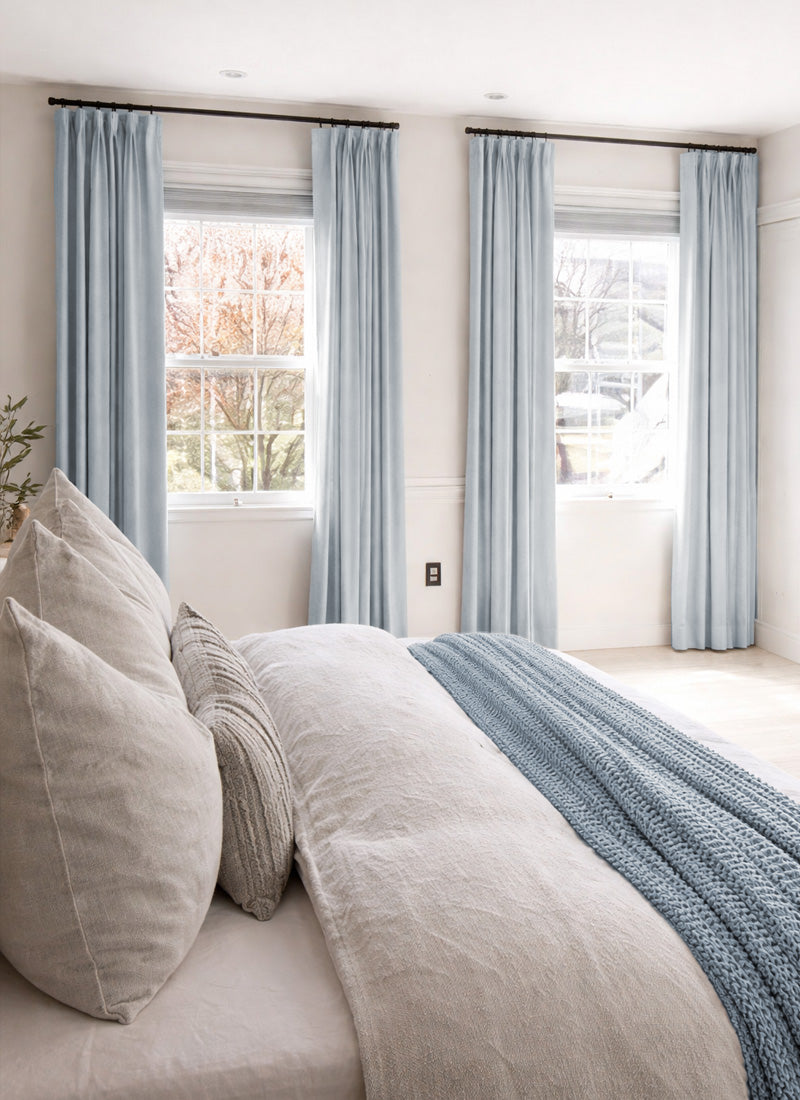 Linen Curtains with Soft Grey & Celadon Tones