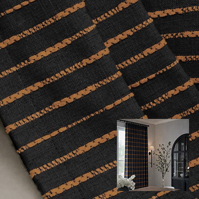 Terracotta Stripe｜Linen curtain fabric sample｜F88135-5