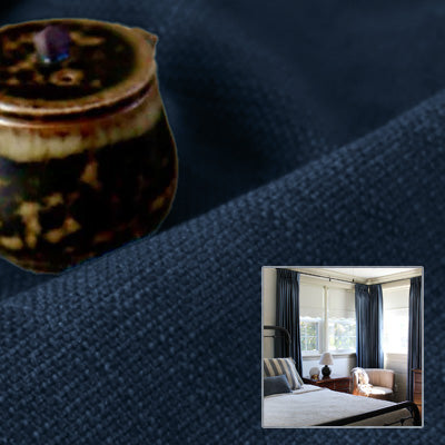 Navy Linen｜Linen curtain fabric sample｜F88055-21