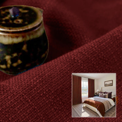 Red Linen｜Linen curtain fabric sample｜F88055-17