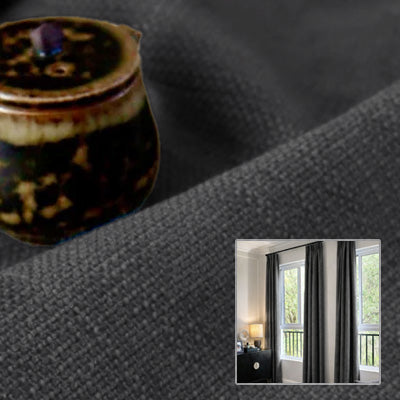 Dark Charcoal Linen｜Linen curtain fabric sample｜F88055-28
