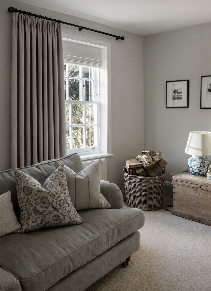 Linen Curtains with Soft Grey & Celadon Tones