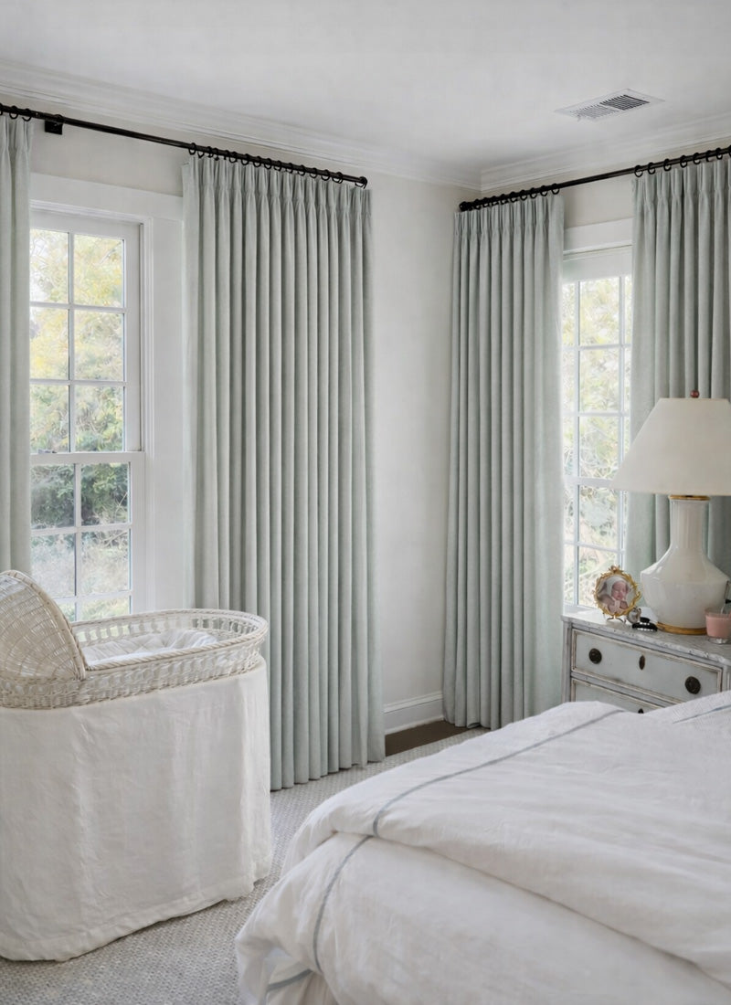 Linen Curtains with Soft Grey & Celadon Tones