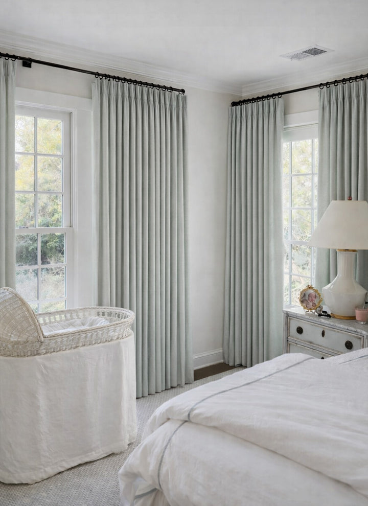 Linen Curtains with Soft Grey & Celadon Tones