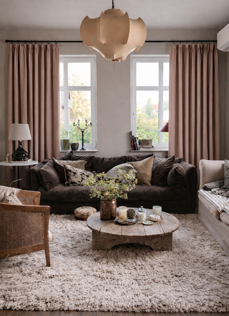 Linen Curtains with Soft Grey & Celadon Tones