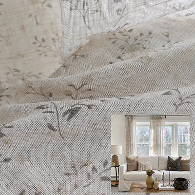 Floral Sheer Drapes Stunning Linen Look Light Filtering