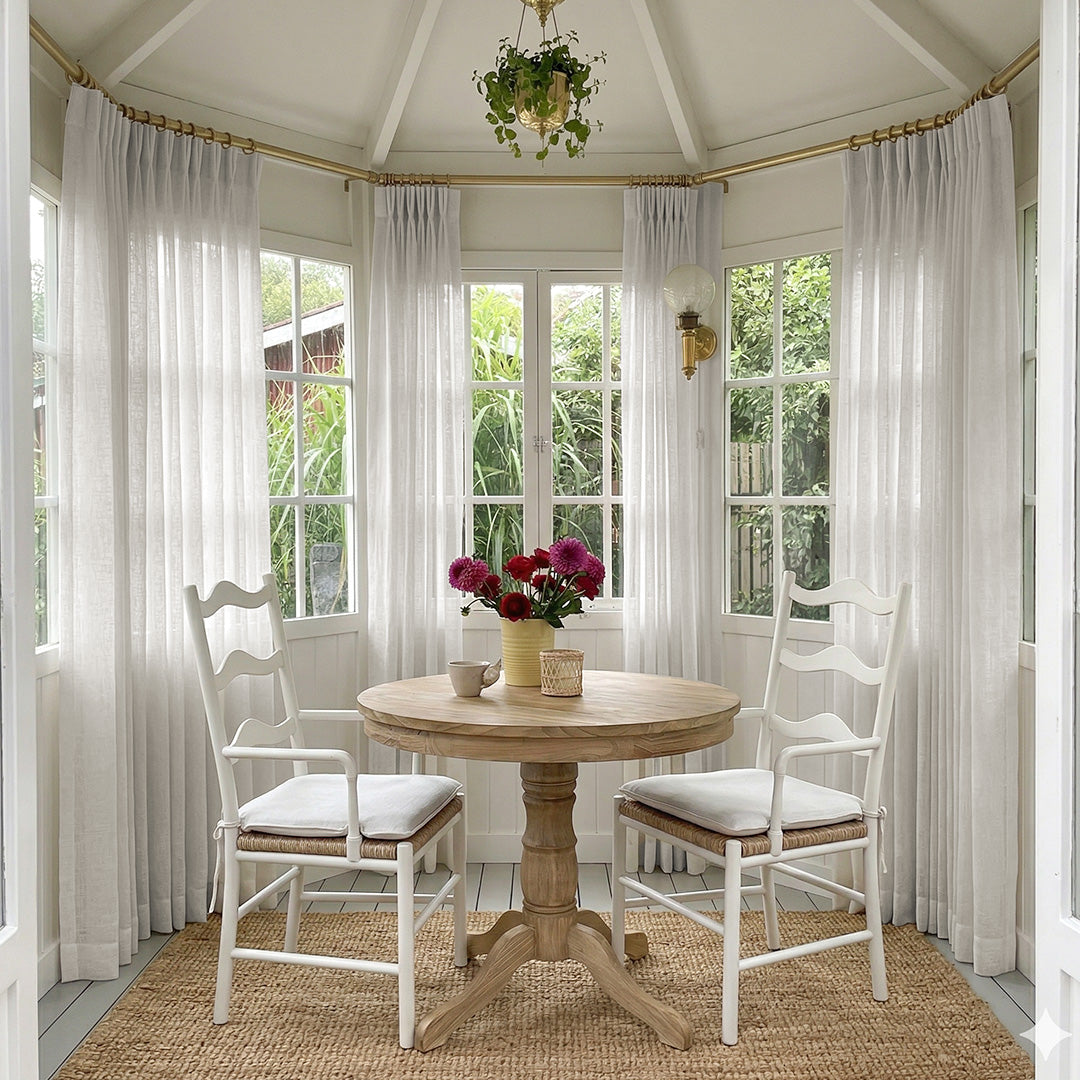 White Linen Blend Curtains – Natural Style Drapes for Sunlit Breakfast Nooks (US, UK, EU)
