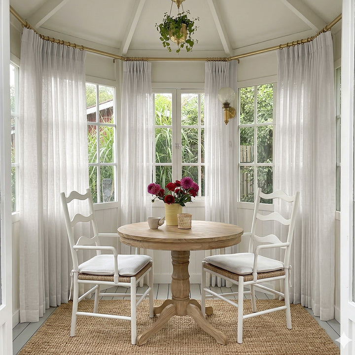 White Linen Blend Curtains – Natural Style Drapes for Sunlit Breakfast Nooks (US, UK, EU)
