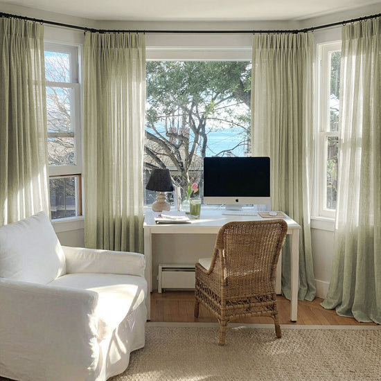Sage Green Linen Blend Curtains – Natural Style Drapes for Serene Coastal Home Offices (USA, Canada, EU)