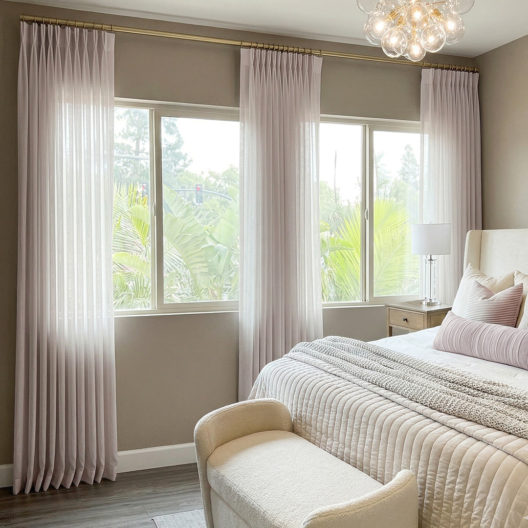 Blush Pink Linen Blend Curtains – Natural Style Drapes for Soft Feminine Bedrooms (North America, Europe)