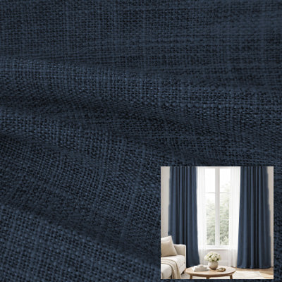 Navy Linen Blend｜Linen curtain fabric sample｜F2222S-23