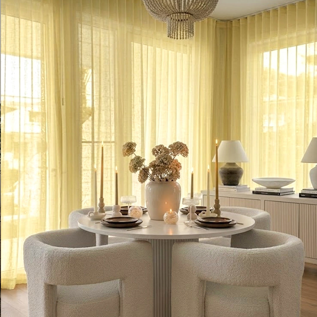 Pale Yellow Natural Linen Curtains – Colorful Sheer Drapes for Warm Dining Room Ambiance (USA, EU)