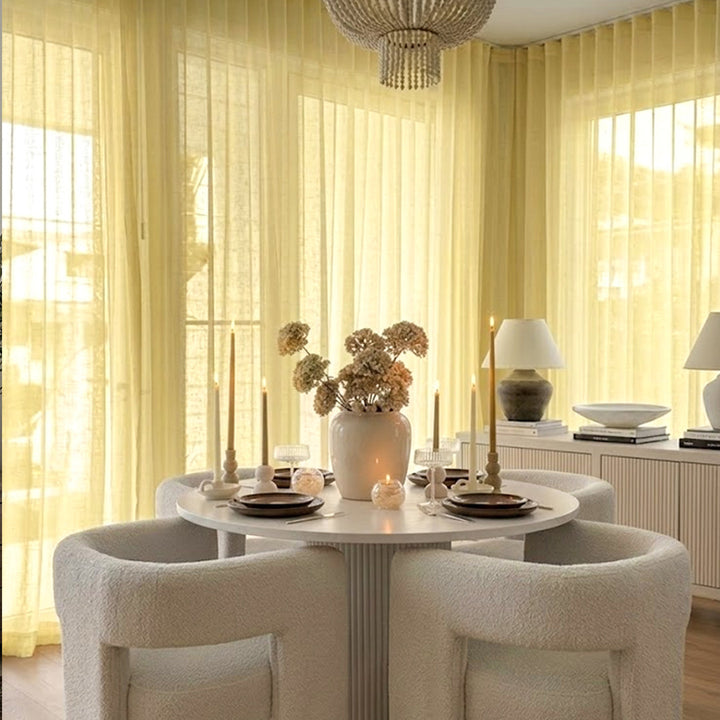 Pale Yellow Natural Linen Curtains – Colorful Sheer Drapes for Warm Dining Room Ambiance (USA, EU)