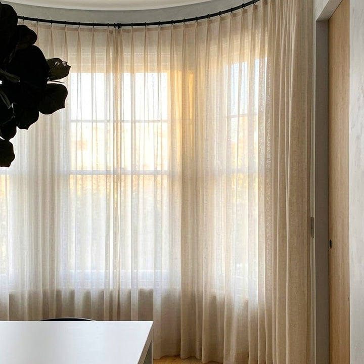 Beige Natural Linen Curtains – Colorful Sheer Drapes for Curved Window Spaces (US, UK, EU)