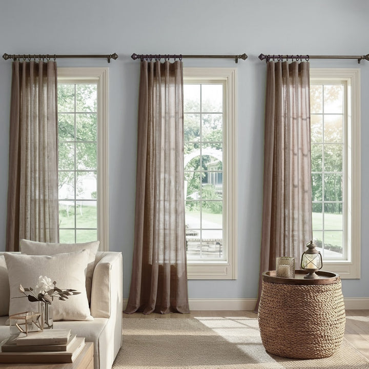 Taupe Natural Linen Curtains – Colorful Textured Drapes for Neutral Living Room Decor (USA, EU)
