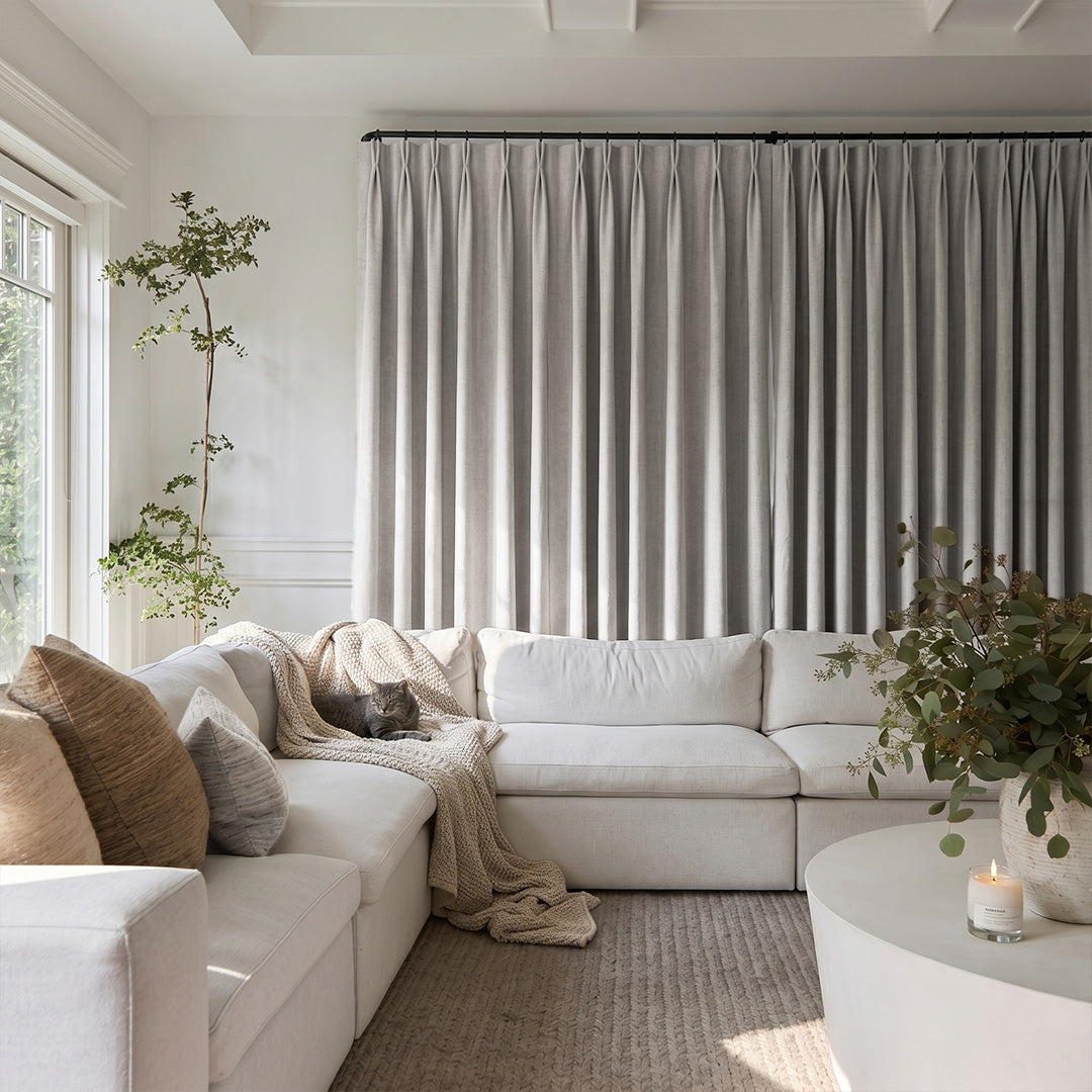 Textured Linen Blackout Curtains for Bedroom