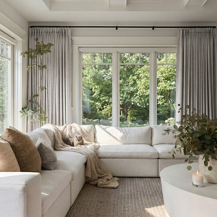 Textured Linen Blackout Curtains for Bedroom