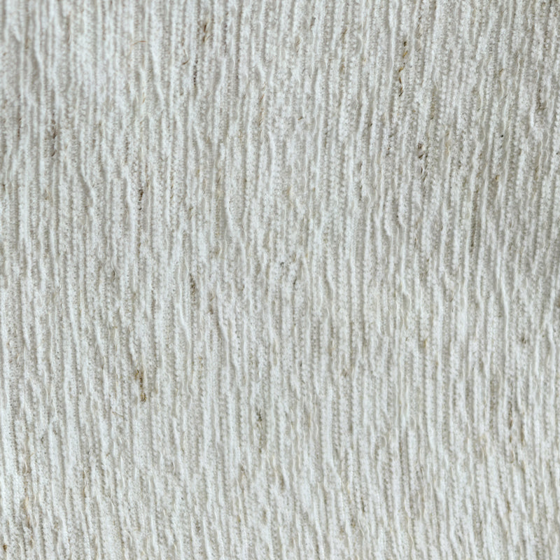 White opalescent sheer curtain fabric with textured vertical lines