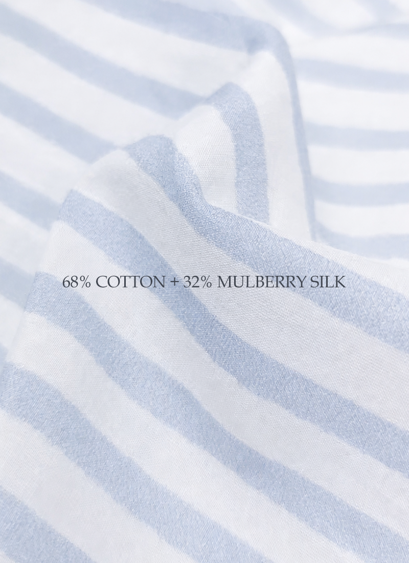 Silk Blend Pajamas Set with Doll Collar and Bow Detail