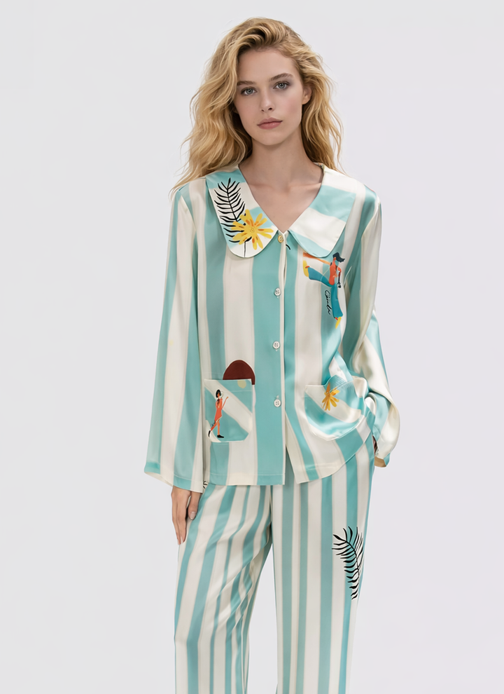 Dopamine Pajamas Set in 100% Mulberry Silk