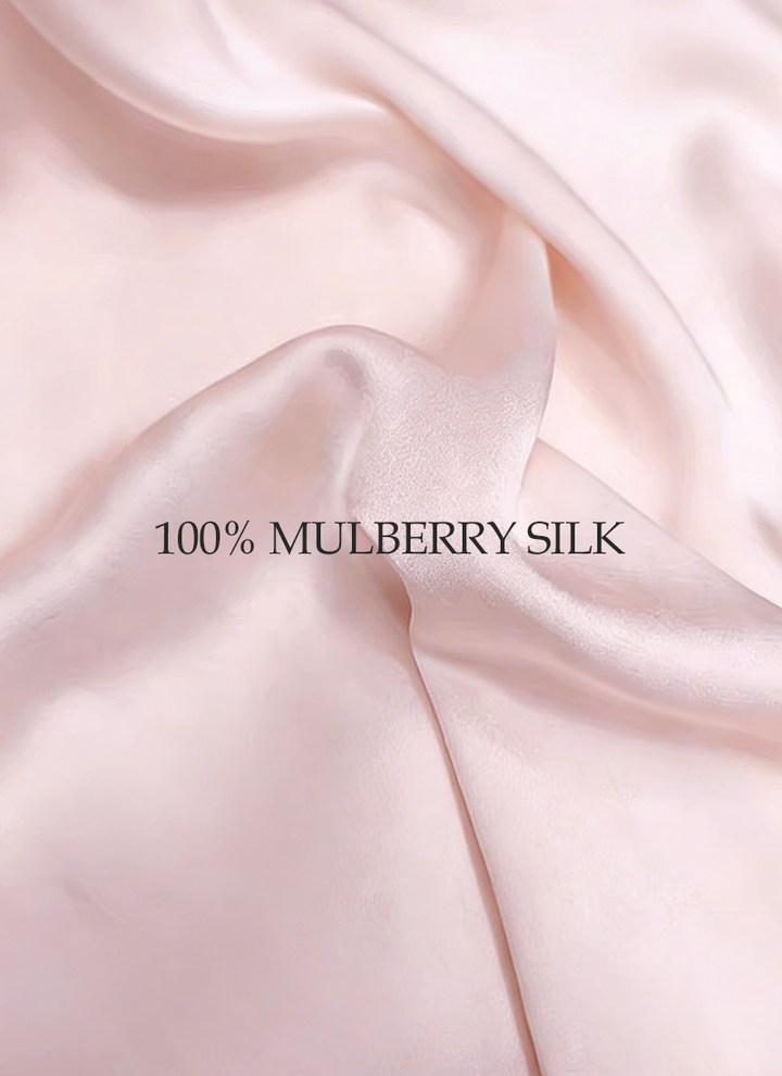 French Style Silk Pajama Set with Ruffled Design