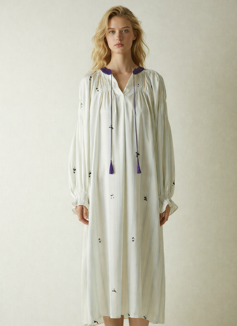 Silk Panda Pajama Dress