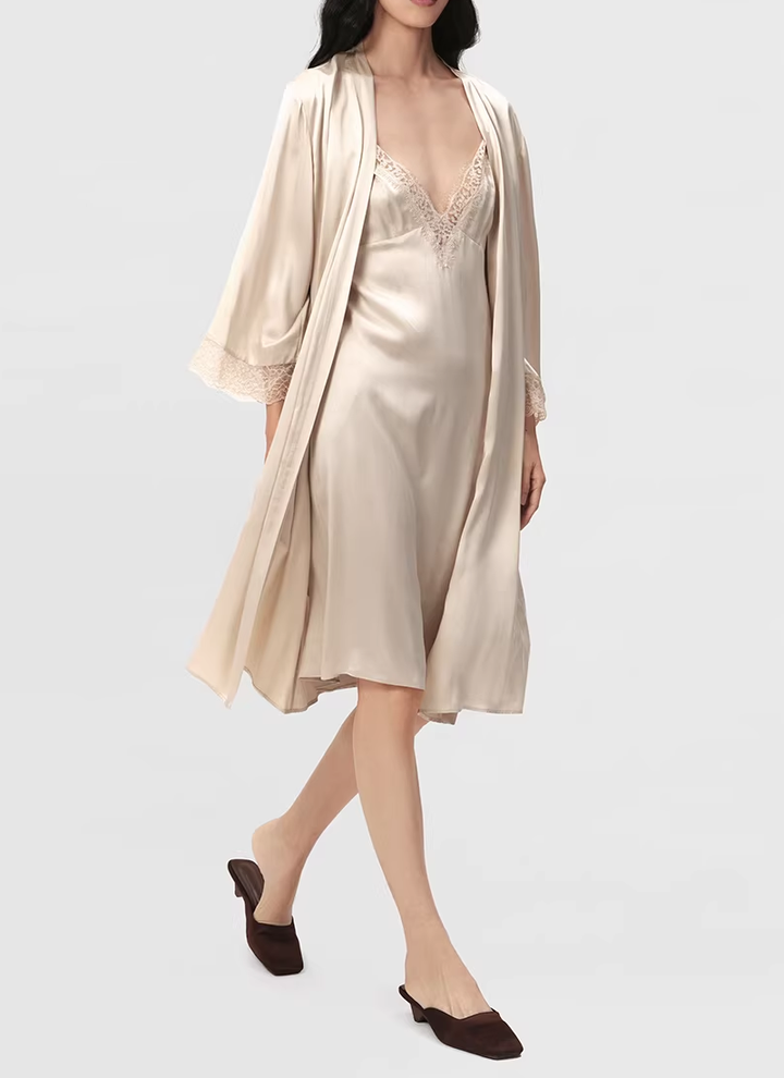 Blush Beige Satin Slip Dress