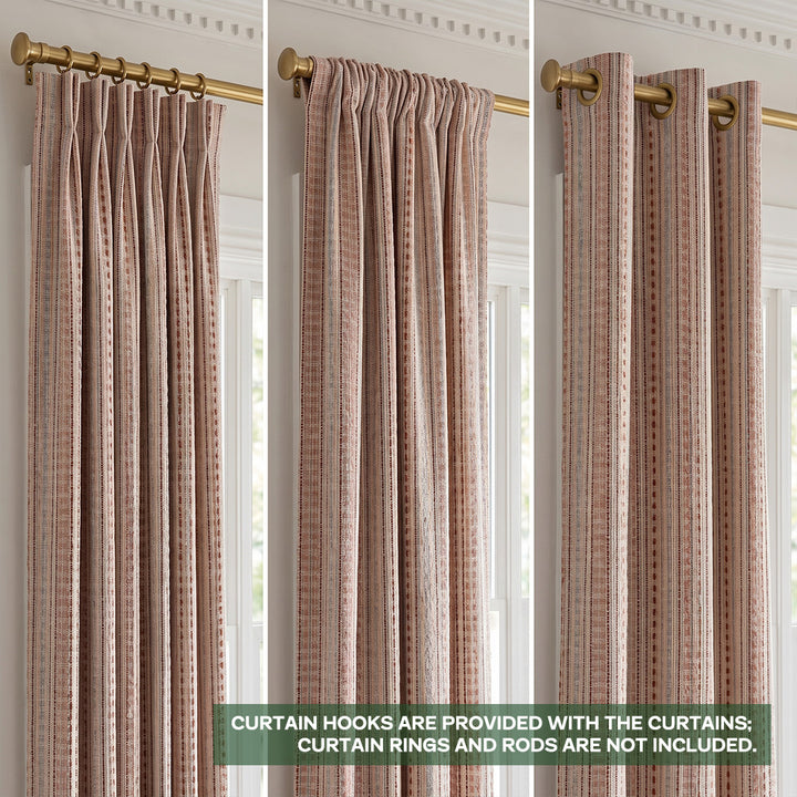 Jacquard Color Block Woven Custom Pleated Drapes – 85%+ Blackout Heavyweight