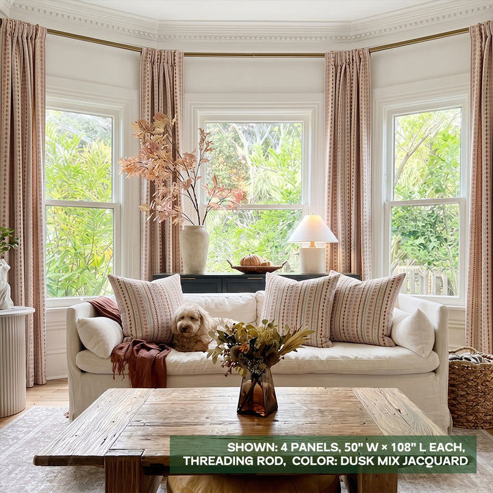 Jacquard Color Block Woven Custom Pleated Drapes – 85%+ Blackout Heavyweight