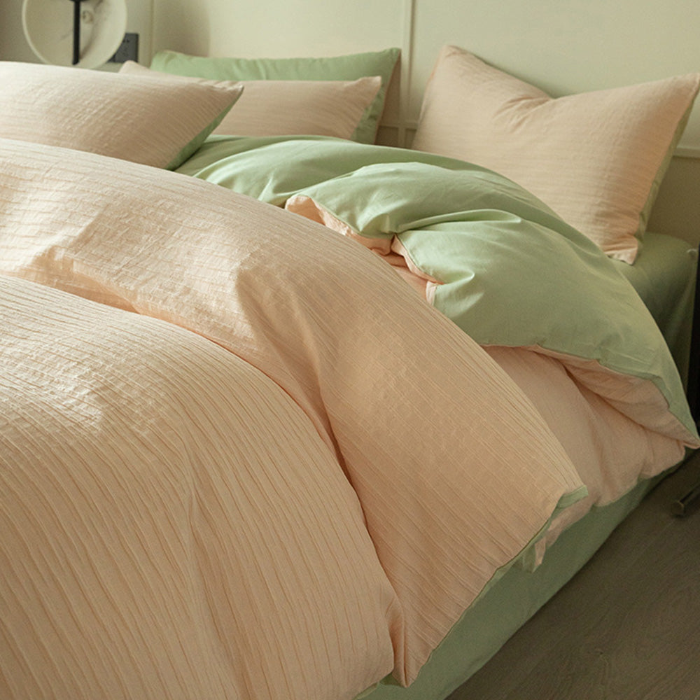 Pure Comfort Healing Cotton Bed Set – Airy Bubble Gauze & Waffle Texture for Luxury Homes & Resorts