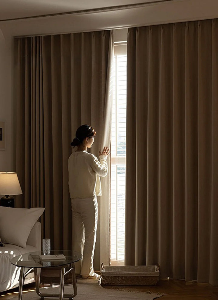 ‌Premium Chenille Blackout Curtains for Deep Sleep‌
