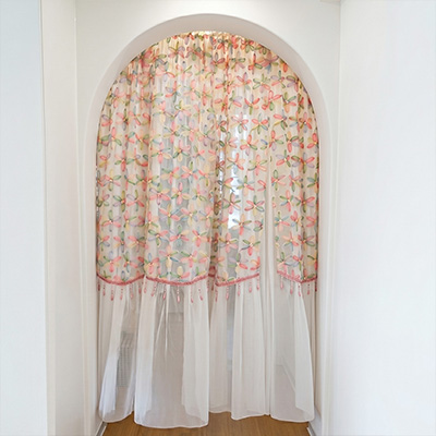 Door Curtain No Drill – French Embroidered Privacy Drapes 4-Panel, Adjustable 25–41" Doorway