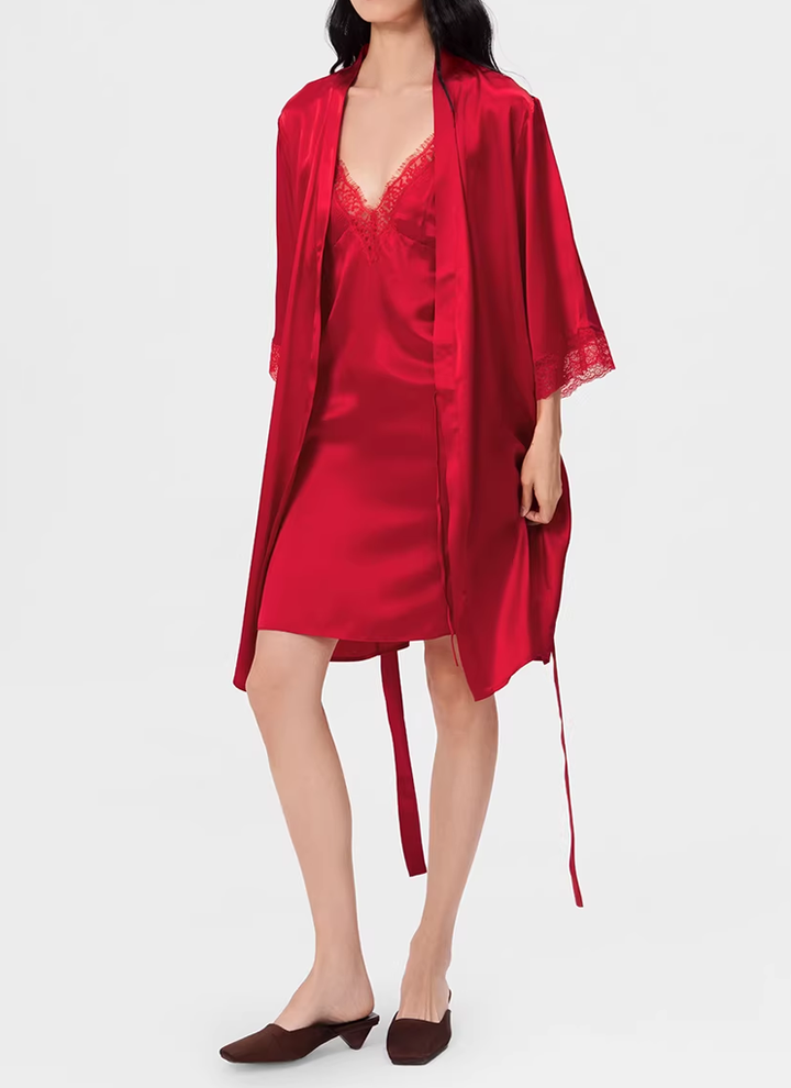 True Red Satin Slip Dress