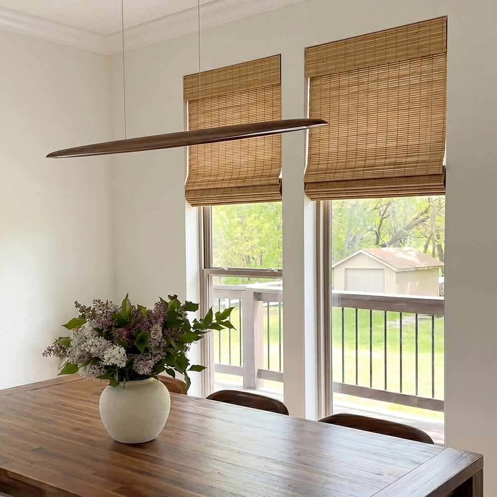 Hugmoom No Drill Bamboo Roman Shade – Natural Woven Privacy Blinds for Bright Modern Kitchen Dining Areas (North America, Europe)