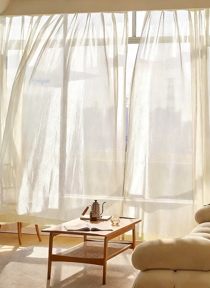 Semi Sheer Curtains With Flowing Yarn