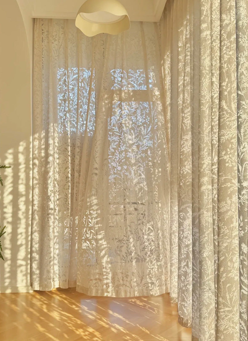 French Romantic Rose Cutout Pattern Gauze Curtain