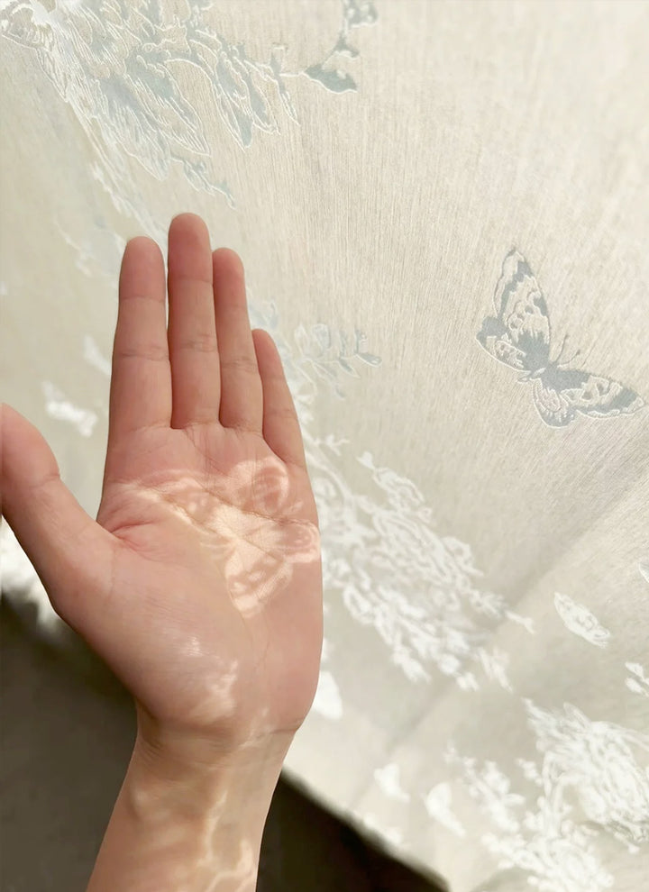 French Roman Rose Cutout Pattern Gauze Curtain