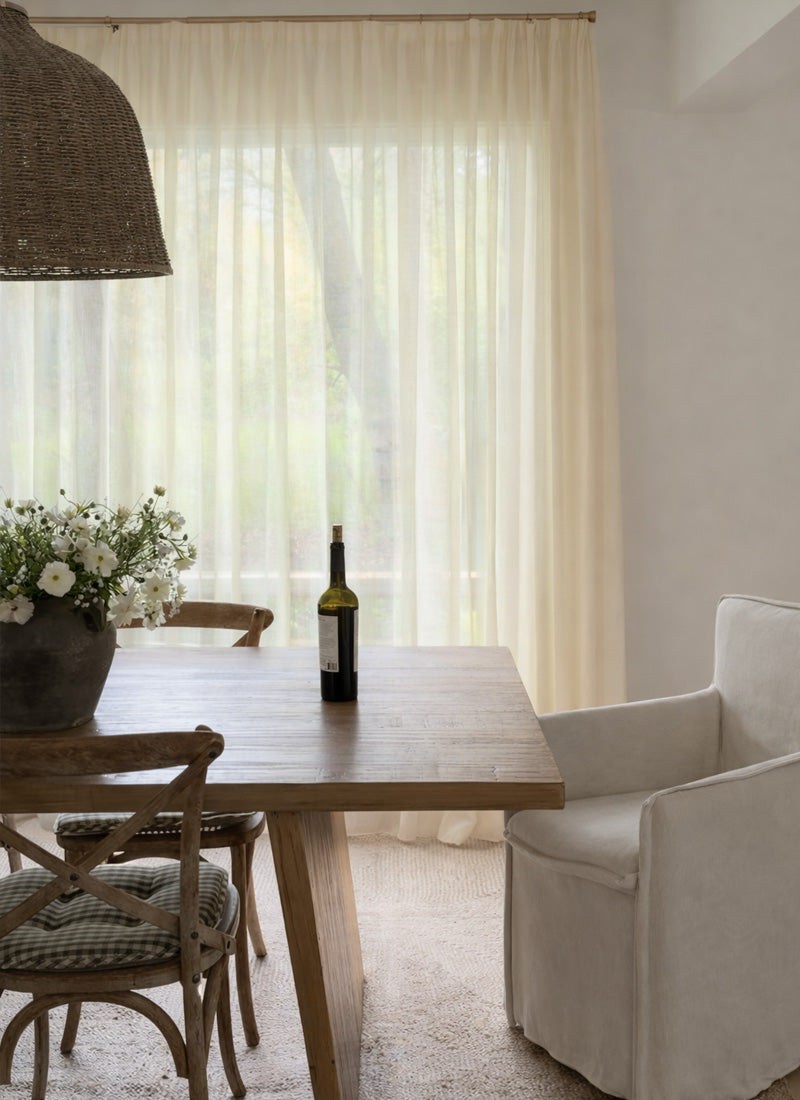 Sheer Curtains - Natural Flax Blend Light Filtering