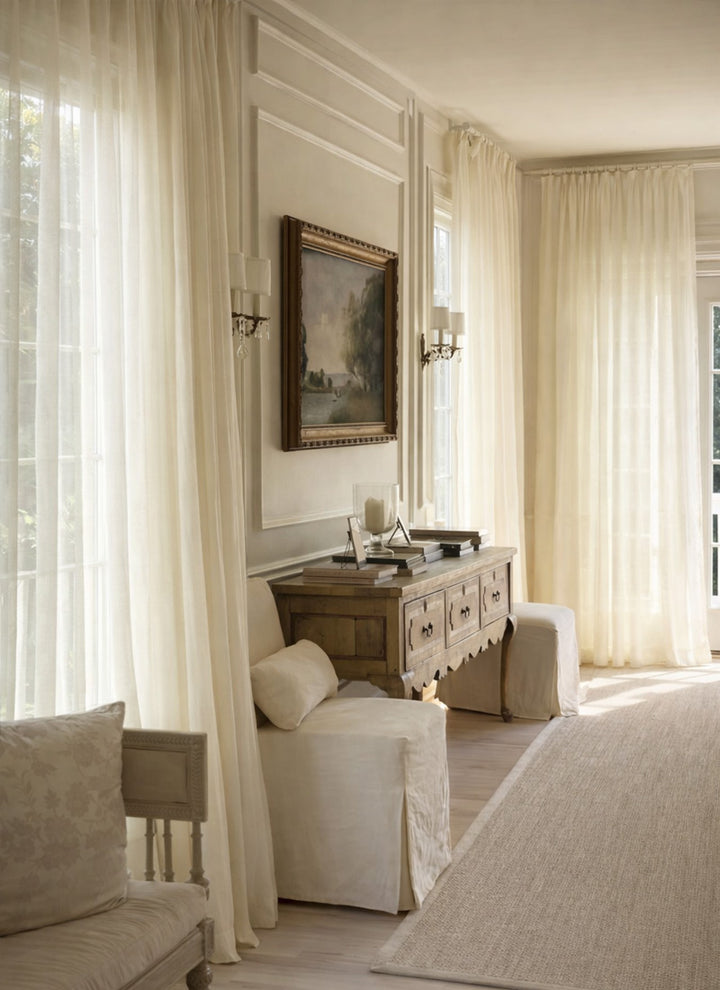 Sheer Curtains - Natural Flax Blend Light Filtering
