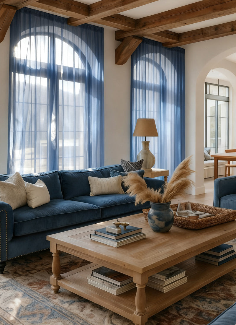 Semi Sheer Curtains With Flowing Yarn