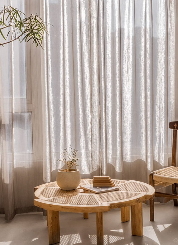 Semi Sheer Curtains With Flowing Yarn
