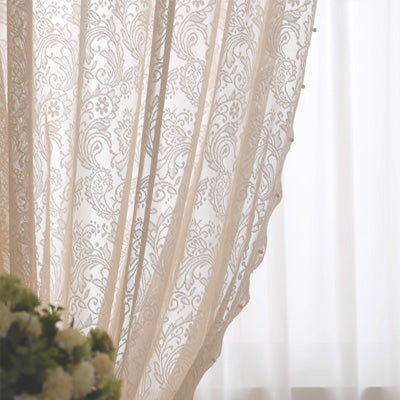 Beige Lace ｜Sheer curtain fabric sample