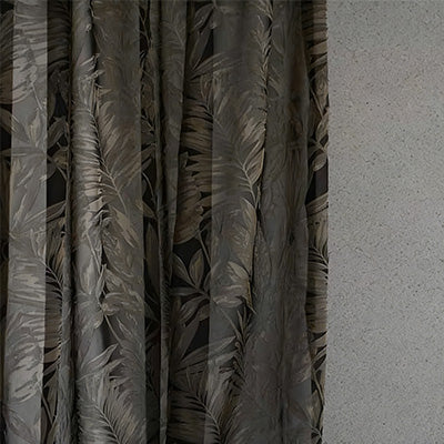 Black Botanical｜Sheer curtain fabric sample｜