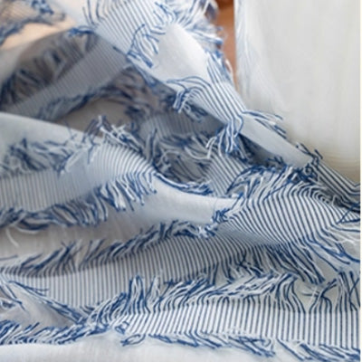 Blue ‌Tassel  ｜Sheer curtain fabric sample