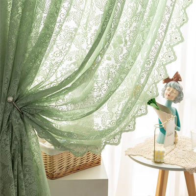 Green Lace ｜Sheer curtain fabric sample
