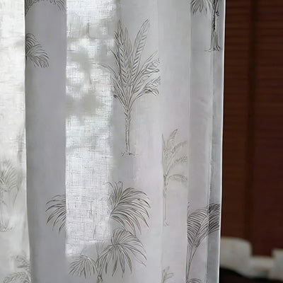 Grey Botanical｜Sheer curtain fabric sample｜