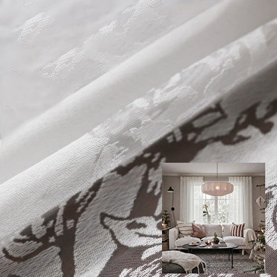 WhiteRoseButterfly｜Sheer curtain fabric sample｜