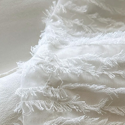 White ‌Tassel｜Sheer curtain fabric sample