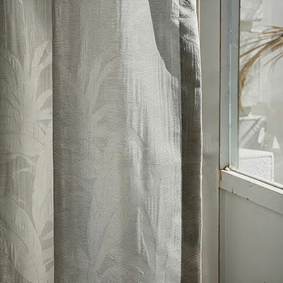 White Botanical｜Sheer curtain fabric sample｜